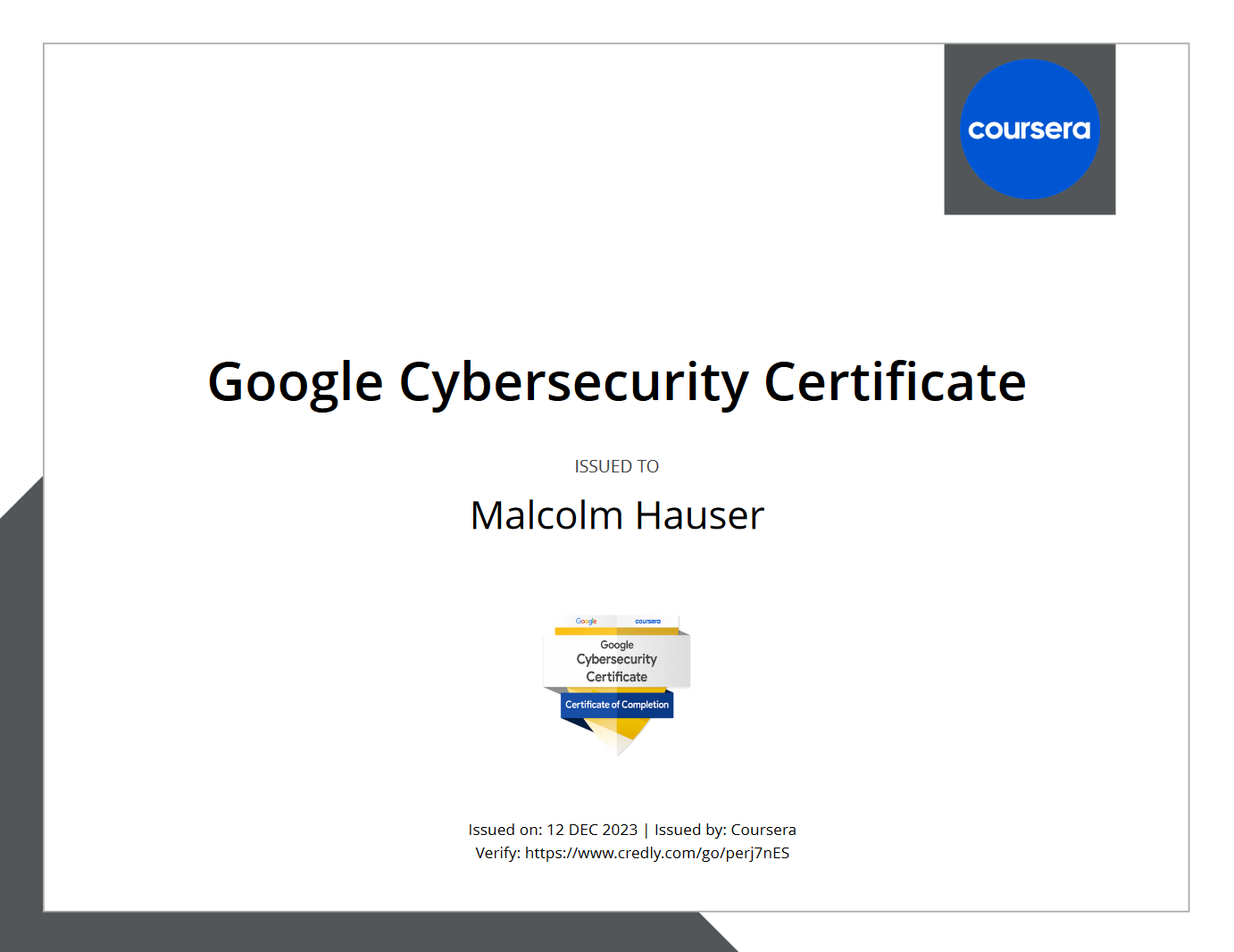 Google Cybersecurity Certificate